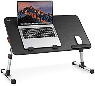 [Large Size] Laptop Bed Tray Table, SAIJI Adjustable Laptop Stand, Portable Lap Desks with Foldable Legs, Notebook Standing Breakfast Reading Desk for Sofa Couch Floor (Black)