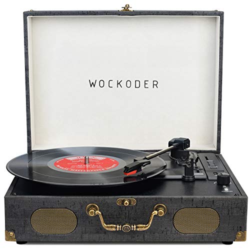 Turntable Record Player Portable Wireless 3 Speed Vinyl Record Player with Built-in Speakers Classic Vinyl Player Black Vintage Suitcase Turntable with Speakers Nostalgic Record Player