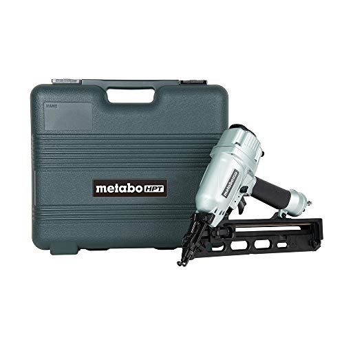 Metabo HPT Finish Nailer Kit, 15 Gauge, Pneumatic, Angled, Finish Nails 1-1/4-Inch up to 2-1/2-Inch, Integrated Air Duster, Selective Actuation Switch, 5-Year Warranty (NT65MA4)