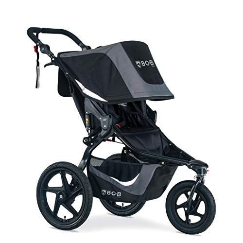 BOB Gear Revolution Flex 3.0 Jogging Stroller | Smooth Ride Suspension + Easy Fold + Adjustable Handlebar, Graphite Black [New Logo]