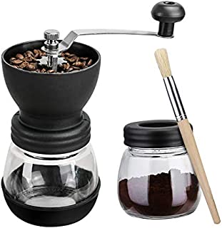 QQO Coffee Grinder, Manual Coffee Grinder with Ceramic Burrs Adjustable Coarseness Hand Coffee Mill for Coffee Beans/Herbs/Spices/Nuts/Seeds/Pulses