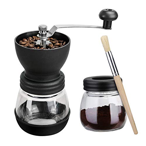 QQO Coffee Grinder, Manual Coffee Grinder with Ceramic Burrs Adjustable Coarseness Hand Coffee Mill for Coffee Beans/Herbs/Spices/Nuts/Seeds/Pulses