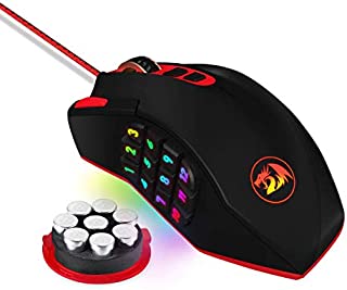 Redragon M901 Wired Gaming Mouse MMO RGB LED Backlit Mice 12400 DPI Perdition with 18 Programmable Buttons Weight Tuning for Windows PC Gaming (Black)