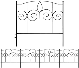 Gray Bunny Decorative Garden Fence for Landscaping, 24 in x 10 ft, 5 Black Panels, Rust Proof Metal Movable Wire Border Picket Folding Decor Garden Edging Fences for Flower Bed & Pet Barrier