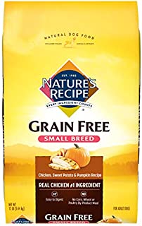 Nature's Recipe Small Breed Grain Free Easy to Digest Dry Dog Food, Chicken, Sweet Potato & Pumpkin Recipe, 12-Pound