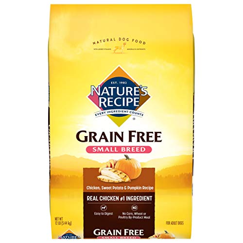 Nature's Recipe Small Breed Grain Free Easy to Digest Dry Dog Food, Chicken, Sweet Potato & Pumpkin Recipe, 12-Pound