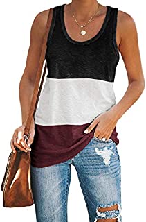 leyay Womens Workout Tank Tops Cotton Color Block Racerback Tunic Top Yoga Basic Casual Tee Shirt