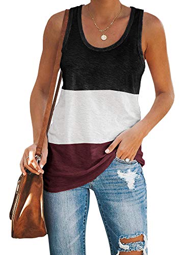 leyay Womens Workout Tank Tops Cotton Color Block Racerback Tunic Top Yoga Basic Casual Tee Shirt