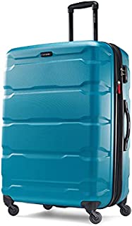 Samsonite Omni PC Hardside Expandable Luggage with Spinner Wheels, Caribbean Blue, Checked-Large 28-Inch