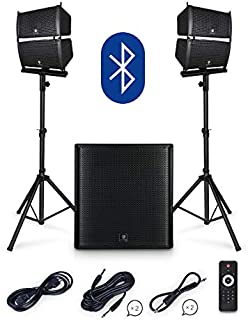 PRORECK Club 4000 18-inch 4000W P.M.P.O Stereo DJ/Powered PA Speaker System Combo Set Line Array Speaker and 18 inch Active Subwoofer with Bluetooth/USB/SD Card/Remote Control