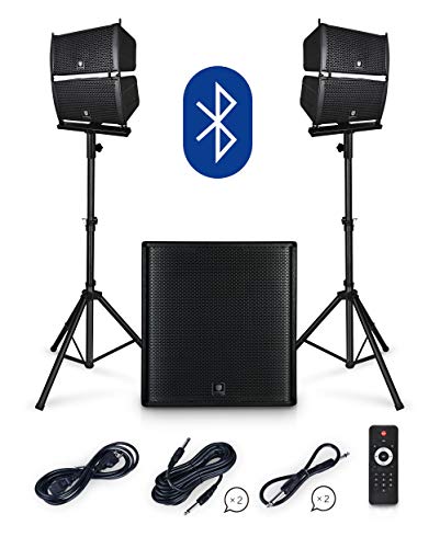 PRORECK Club 4000 18-inch 4000W P.M.P.O Stereo DJ/Powered PA Speaker System Combo Set Line Array Speaker and 18 inch Active Subwoofer with Bluetooth/USB/SD Card/Remote Control