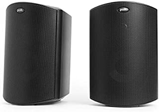 Polk Audio Atrium 4 Outdoor Speakers with Powerful Bass (Pair, Black), All-Weather Durability, Broad Sound Coverage, Speed-Lock Mounting System