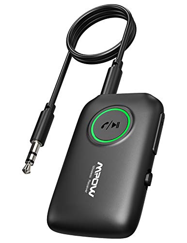 Mpow Bluetooth 5.0 Transmitter Receiver, 2-in-1 Wireless Bluetooth Adapter with aptX Low Latency, aptX HD, Noise-Cancelling, Pair 2 Devices, for TV/Home Sound System/Car/Nintendo Switch