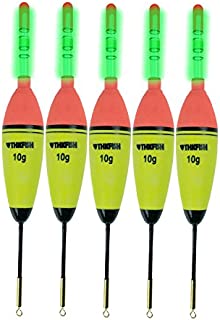 QualyQualy 5Pcs Lighted Fishing Bobbers EVA Foam Fishing Floats and Bobbers + 10Pcs Fishing Glow Sticks, Night Fishing Light Up Bobbers 10g