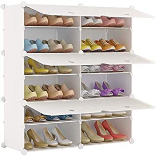 KOUSI Portable Shoe Rack Organizer 24 Pair Tower Shelf Storage Cabinet Stand Expandable for Heels, Boots, Slippers, 6 Tier White