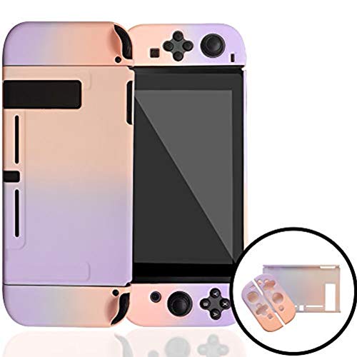 Dockable Case Compatible with Nintendo Switch,Protective Cover Case Compatible with Nintendo Switch and Joy-Con Controllers(Purple and Pink)
