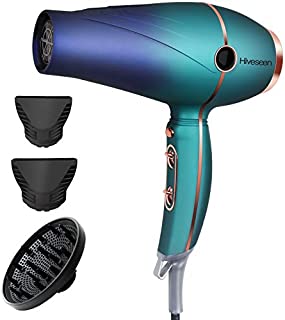 Hiveseen Professional Salon Hair Dryer 2300W, Powerful AC Motor Blow Dryer with Negative Ionic Ceramic Technology, 2 Speeds and 2 Heat Settings 1 Cold Button, Contain 2 Nozzles and 1 Diffuser