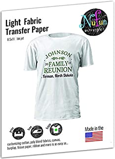 NuFun Activities Inkjet Printable Iron-On Heat Transfer Paper, Light Fabrics, (100 Sheets)