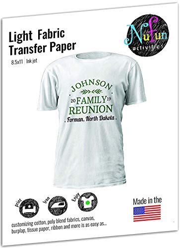 NuFun Activities Inkjet Printable Iron-On Heat Transfer Paper, Light Fabrics, (100 Sheets)