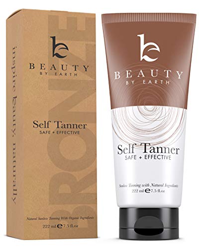 Self Tanner - With Organic Aloe Vera & Shea Butter, Sunless Tanning Lotion and Bronzer Buildable Light, Medium or Dark Tan for Natural Looking Fake Tan, Self Tanners Best Sellers (7.5oz)