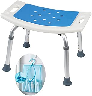 Medokare Shower Stool - Padded Shower Chair with Handles for Bathtub - Tote Bag, Adjustable, Tool-Free Assembly Bathroom Stool Designed for Seniors & Elderly Adults