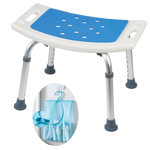 Medokare Shower Stool - Padded Shower Chair with Handles for Bathtub - Tote Bag, Adjustable, Tool-Free Assembly Bathroom Stool Designed for Seniors & Elderly Adults