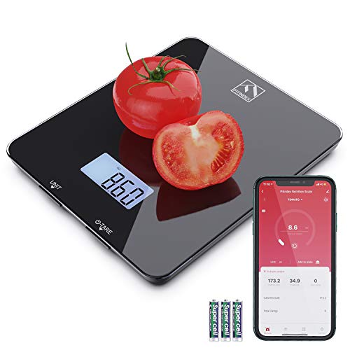 Smart Food Nutrition Scale, FITINDEX Bluetooth Digital Kitchen Scale with Nutritional Calculator and Timer, Multifunction Coffee Scale with Smartphone APP for Keto, Macro, Calorie and Weight Loss