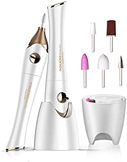 TOUCHBeauty Electric Nail File 5in1 Professional Manicure Pedicure Kit with Stand, Nail Buffer Drill Polisher for Natural Fingernails Toenails 5 Bits Golden TB-1335