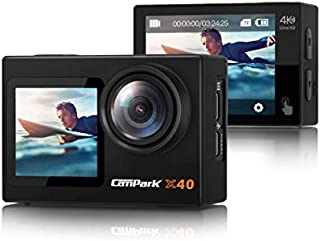 2021 Newest Campark X40 Vlog Camera 4K 20MP Action Camera Dual Screen EIS Touchscreen Remote Control WiFi Waterproof 40M with 2x1350mAh Batteries and Accessories Kit