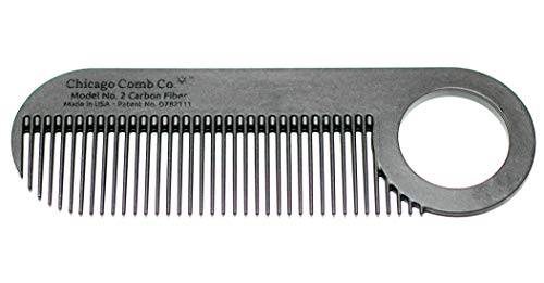 Chicago Comb Model 2 Carbon Fiber, Made in USA, Anti-static, 4 inches (10 cm) long, Fine-tooth, Pocket & Travel comb, for Thinner Hair, Beard & Mustache comb