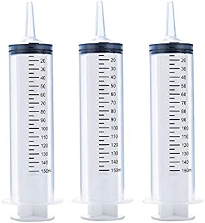 3 Pcs 150ml Large Syringes, Sterile and Individual Sealed, Easy to Use and Clean, Plastic Garden Syringe for Liquid, Lip Gloss, Paint, Epoxy Resin, Oil, Watering Plants, Refilling