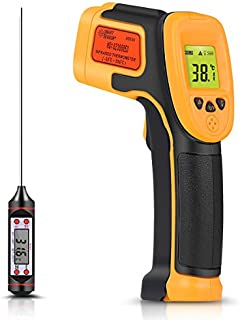 Infrared Thermometer, Digital IR Laser Thermometer Temperature Gun -26°F~1022°F (-32°C550°C) Temperature Probe Cooking/Air/Refrigerator - Meat Thermometer Included -Non Body Thermometer