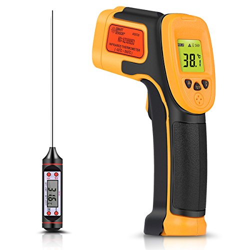 Infrared Thermometer, Digital IR Laser Thermometer Temperature Gun -26°F~1022°F (-32°C550°C) Temperature Probe Cooking/Air/Refrigerator - Meat Thermometer Included -Non Body Thermometer