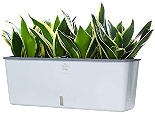 Ten-stone 17 Inch Rectangular Self Watering Planter Indoor,Windowsill Herb Planter Box, Outdoor Flower Pot Succulent Planter