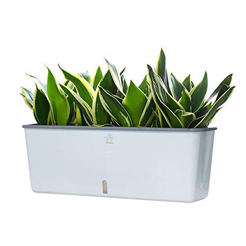 Ten-stone 17 Inch Rectangular Self Watering Planter Indoor,Windowsill Herb Planter Box, Outdoor Flower Pot Succulent Planter