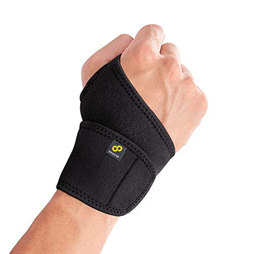 Bracoo Wrist Wrap, Reversible Compression Support for Sprains, Carpal Tunnel Syndrome, Wrist Tendonitis Pain Relief & Injury Recovery, WS10, Black, 1 Count