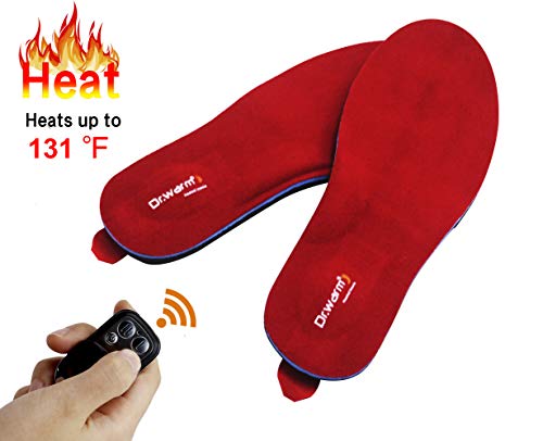 Dr.Warm Rechargeable Heated Insole with Remote Control Switch Wireless Foot Warmer for Hunting Fishing Hiking Camping Unisex [L]