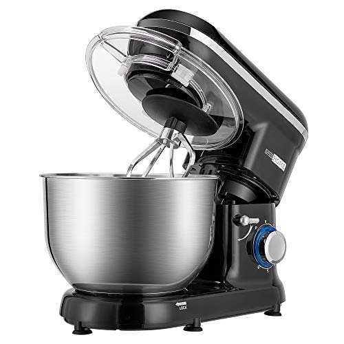 VIVOHOME Stand Mixer, 650W 6 Speed 6 Quart Tilt-Head Kitchen Electric Food Mixer with Beater, Dough Hook and Wire Whip, Black