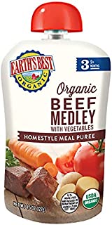 Earth's Best Organic Stage 3 Baby Food, Beef Medley with Vegetables, 4.5 Oz Pouch (Pack of 12)