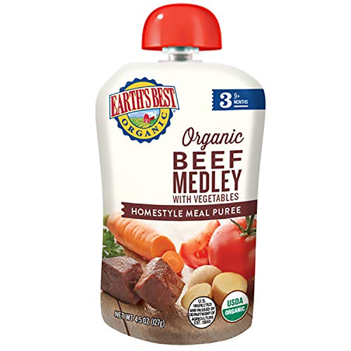 Earth's Best Organic Stage 3 Baby Food, Beef Medley with Vegetables, 4.5 Oz Pouch (Pack of 12)