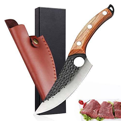 Boning Knife with Cover SheathMeat Cleaver KnifeSheath Butcher Knives with Sheath and Gift BoxKitchen Chef Knifes for Home, Camping, BBQ,Tactical