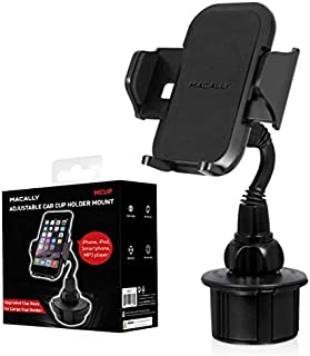 Macally Cup Phone Holder for Car Mount for Apple iPhone 11 Pro Max XS XS Max XR X 8 8+ 7 7 Plus 6s 6 5s SE, Samsung Galaxy S10 Plus S9 S8 Note, LG, Nexus, Google Pixel 3, Motorola, Smartphone (MCUP),Black