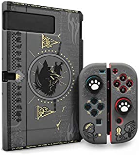 Niclogi Dockable Case for Nintendo Switch, Protective Cover Case Compatible with Nintendo Switch Console and Joy-Con Controller, Separable Hard Cover Case with 2 Thumb Grip Caps(Black and Gold)