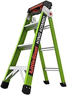 Little Giant Ladders, King Kombo, Professional, 4 Ft. A Frame, 6 Ft. Extension, Fiberglass, Type 1AA, 375 lbs weight rating, (13470-001)