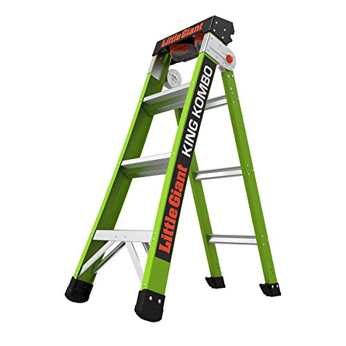 Little Giant Ladders, King Kombo, Professional, 4 Ft. A Frame, 6 Ft. Extension, Fiberglass, Type 1AA, 375 lbs weight rating, (13470-001)