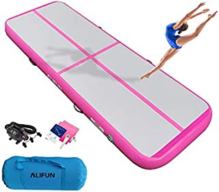 ALIFUN Air Mat Tumble Exercise Gymnastics Inflatable Tumbling Mat 10ft 13ft 16ft 20ft 23ft 26ft Training Mat Thick 4/8 Inches with Electric Air Pump for Home Use/Gym/Training/Cheerleading