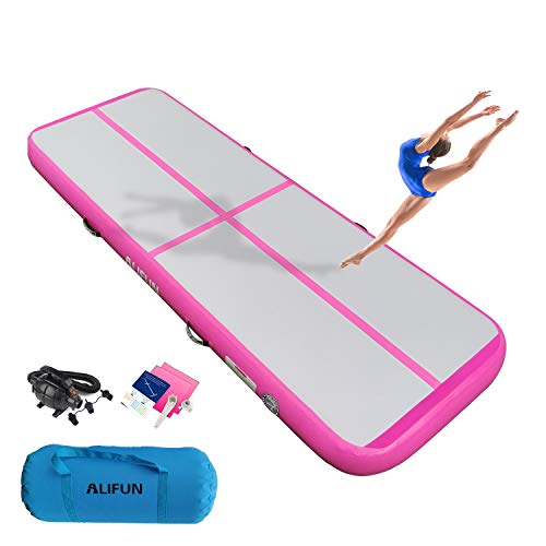 ALIFUN Air Mat Tumble Exercise Gymnastics Inflatable Tumbling Mat 10ft 13ft 16ft 20ft 23ft 26ft Training Mat Thick 4/8 Inches with Electric Air Pump for Home Use/Gym/Training/Cheerleading