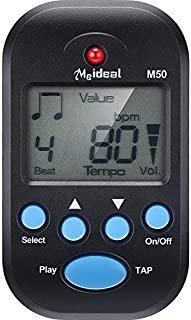 Mini Digital Metronome, Multifunctional, Portable, Volume Adjustable, Clip on, with Speaker, Beat Tempo, with Battery for Piano, Guitar, Saxophone, Flute, Violin, Drum (Black)