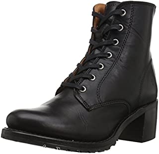 Frye Women's Sabrina 6G Lace Up Combat Boot, Black Oil Tanned Full Grain, 9