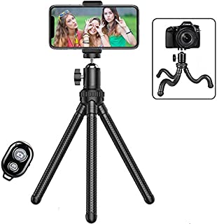 Phone Tripod,Shengsite Portable and Extendable Camera Tripod Stand with Wireless Remote 360°Rotating Adjustable Flexible Cell Phone Tripod Compatible with iPhone, Android Phone, Camera, Sports Camera